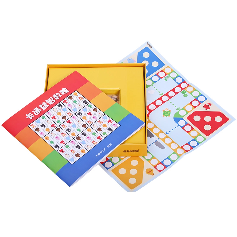 木玩世家 飞行棋数独入门六合一卡通木制 早教益智玩具