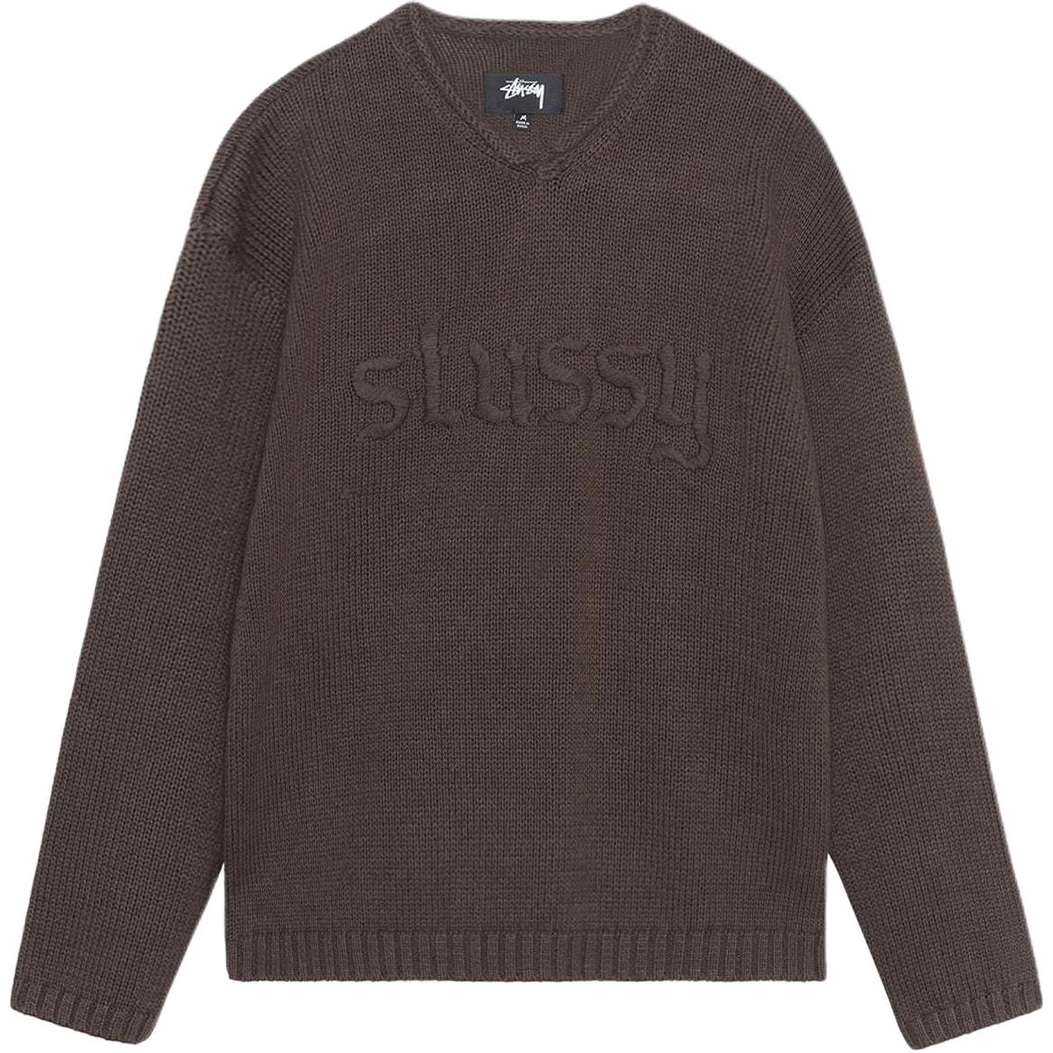 Stussy FW24 EMBROIDERED V-NECK LOGO SWEATER logoV