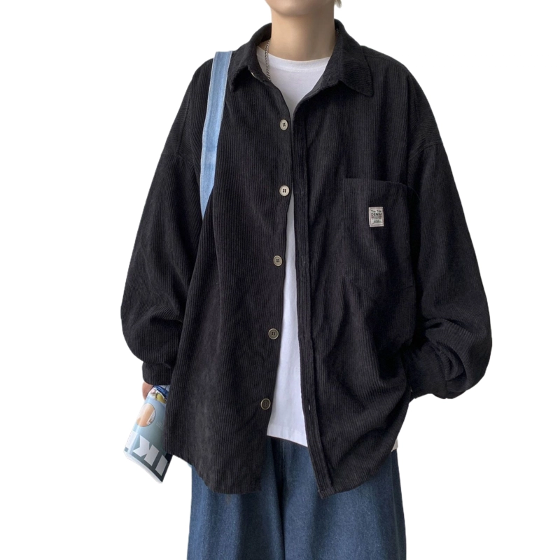 玉儿恋 灯芯绒港风宽松日系潮流百搭休闲长袖衬衫 男女同款