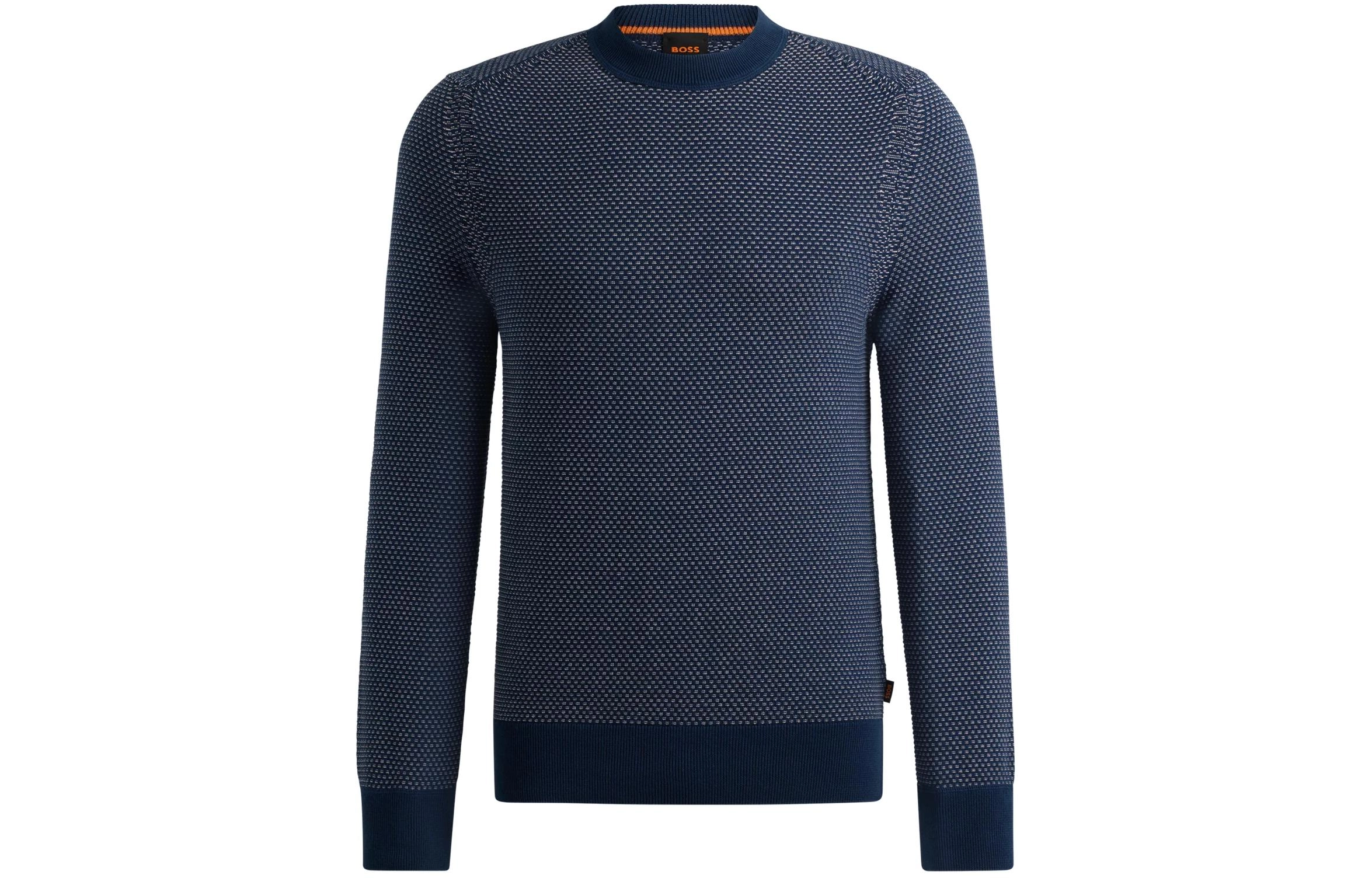 HUGO BOSS Cotton-Blend Sweater With Two-Tone Structure
