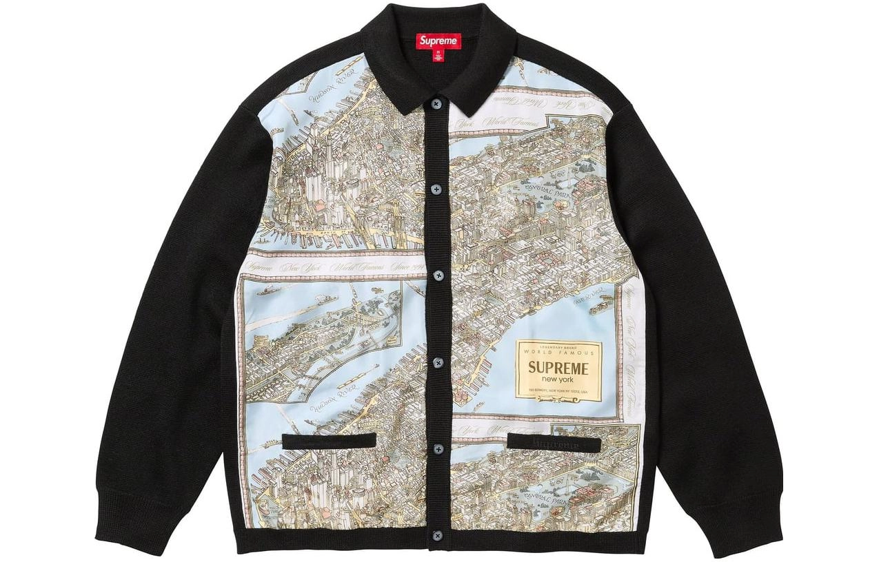 Supreme FW23 WEEK1 SILK MAP CARDIGAN