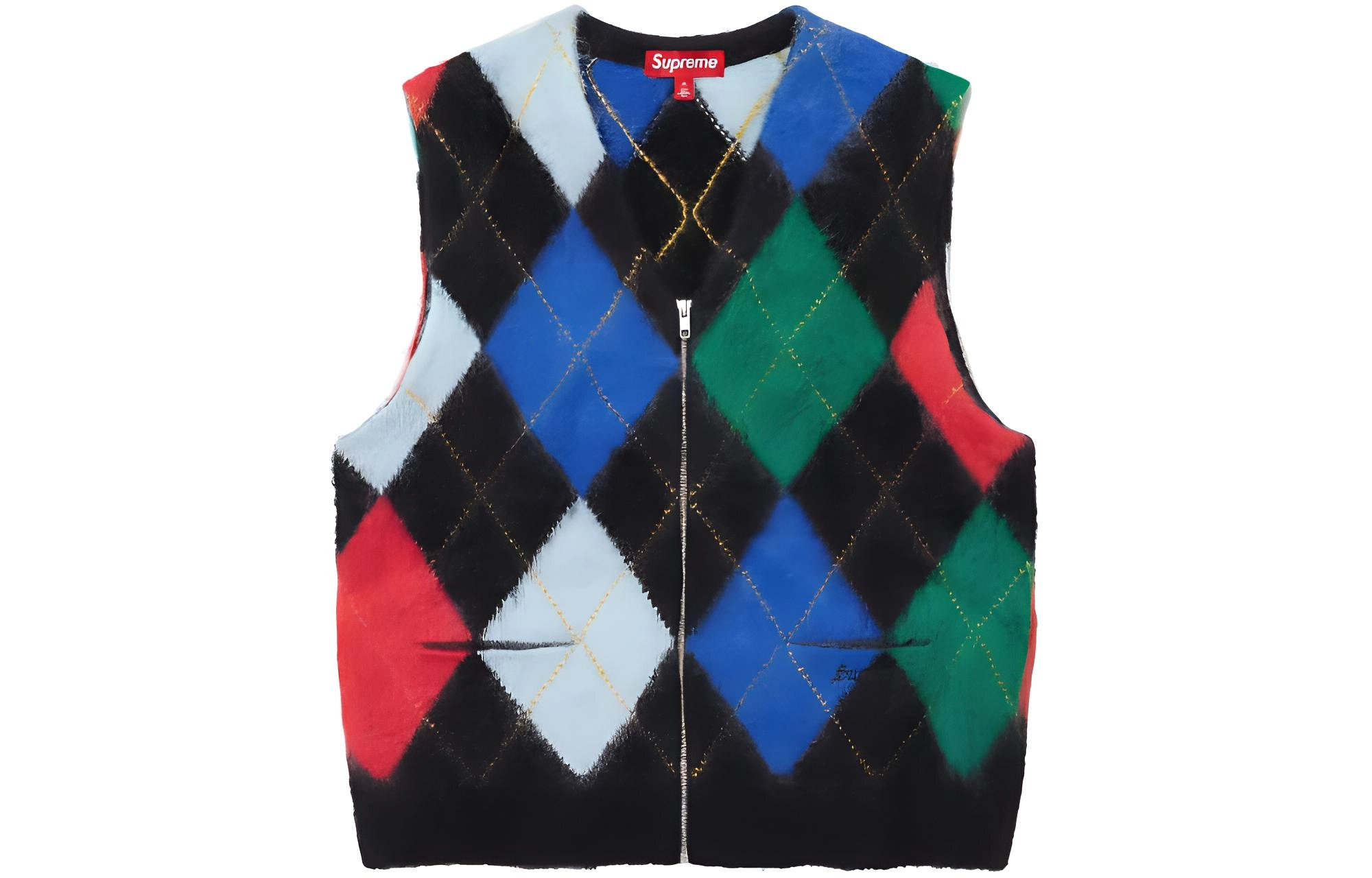 Supreme SS24 WEEK1 BRUSHED ARGYLE ZIP UP VEST V