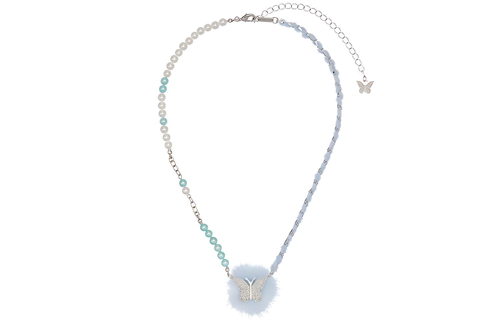 STUGAZI Furry Baby Blue Asymmetrical Necklace