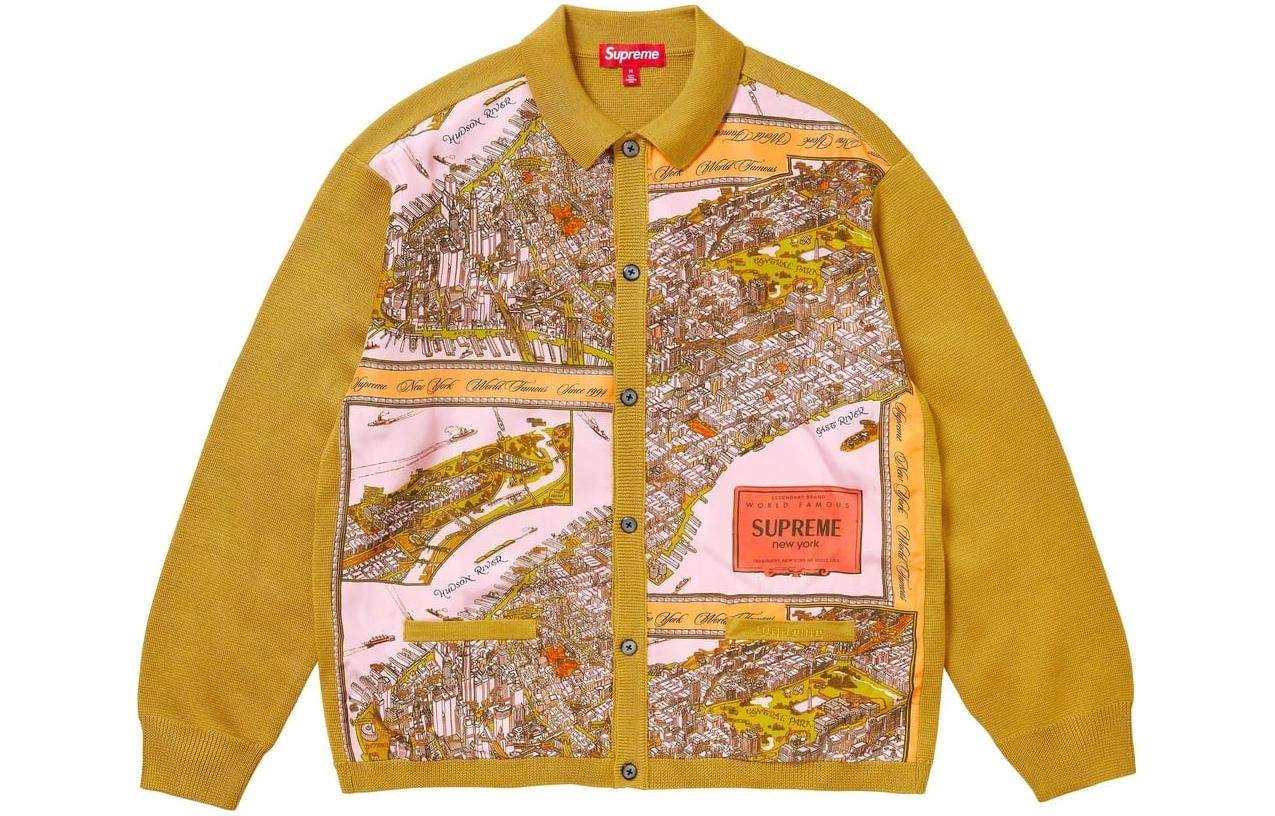 Supreme FW23 WEEK1 SILK MAP CARDIGAN
