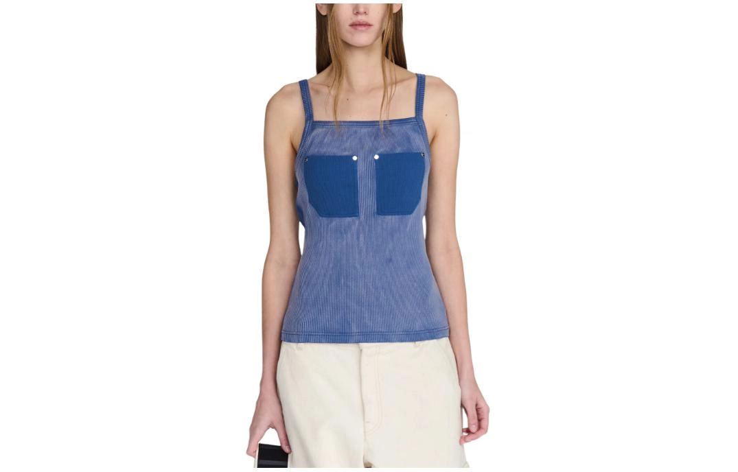 DION LEE SS24 RIVET POCKET TANK WASHED AMERICAN BLUE