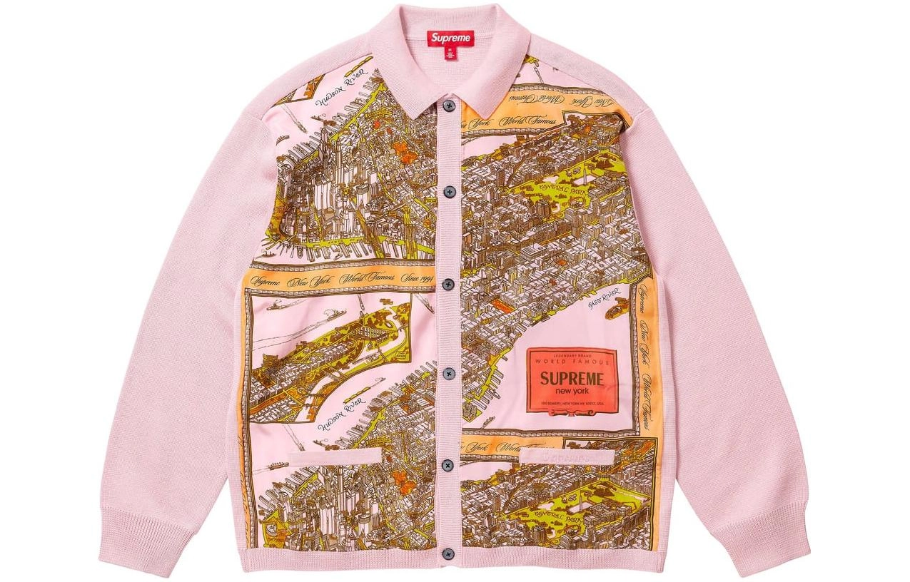 Supreme FW23 WEEK1 SILK MAP CARDIGAN