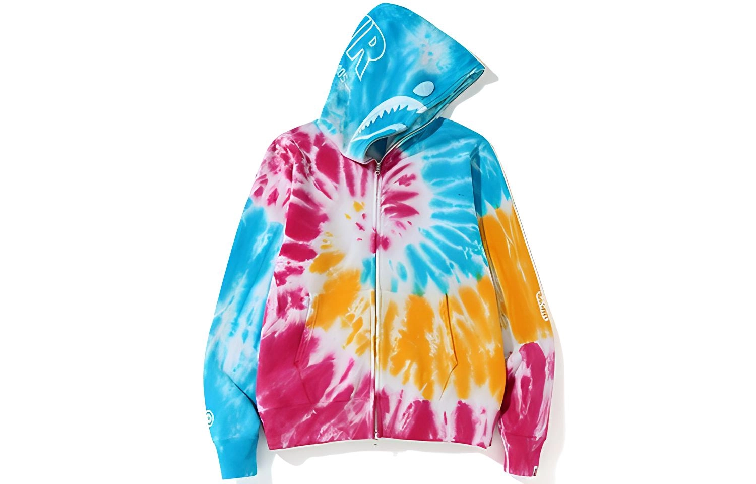 A BATHING APE Bape Tie Dye Shark Wide Full Zip Hoodie