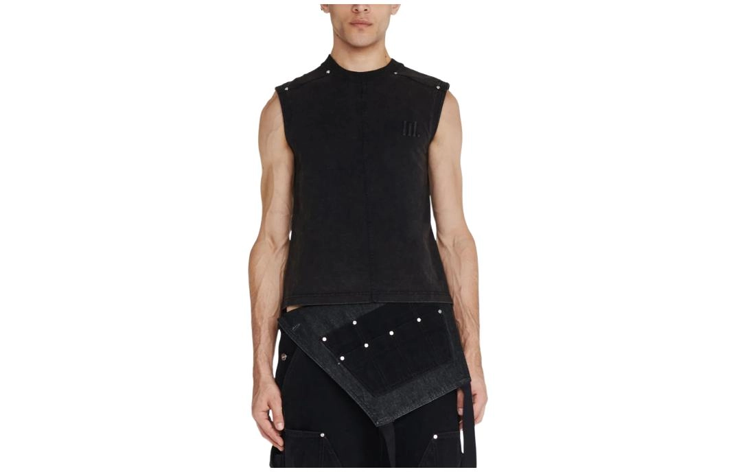 DION LEE SS24 EMBOSSED MUSCLE TANK WASHED BLACK