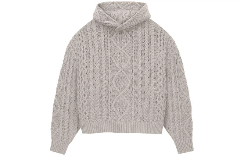 Fear of God Essentials FW23 Cable Knit Hoodie Silver Cloud