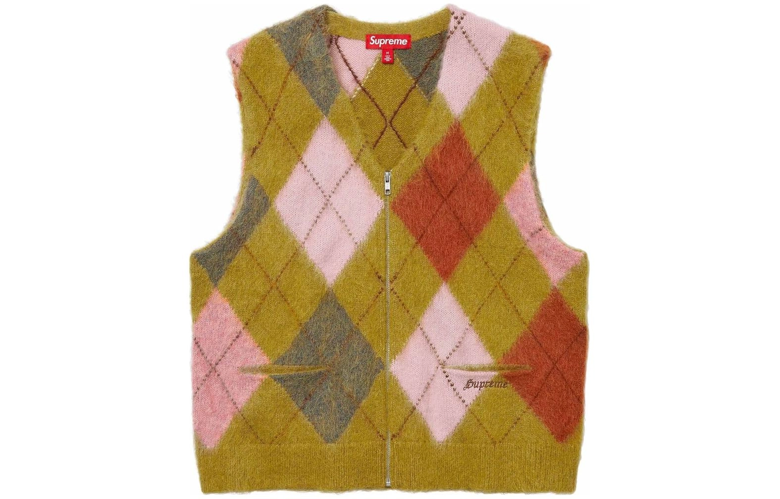 Supreme SS24 WEEK1 BRUSHED ARGYLE ZIP UP VEST V