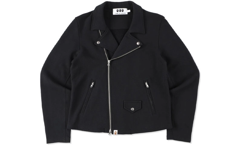 BAPE x CDG Sweat Biker Jacket Black