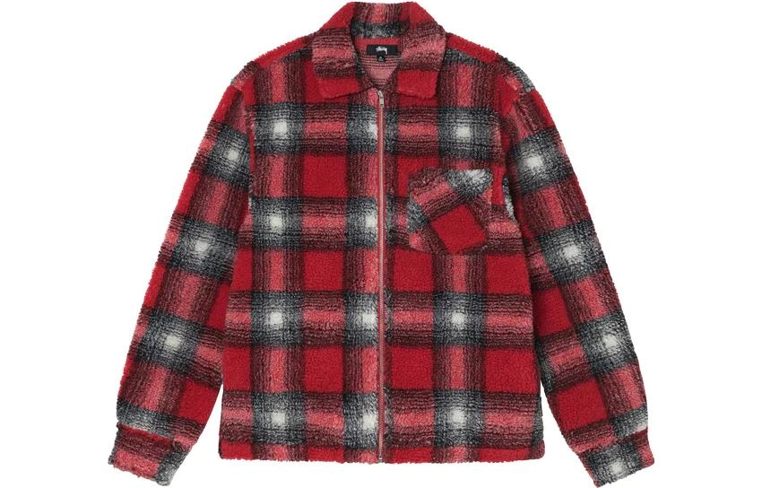 Stussy SS22 Shadow Plaid Sherpa Zip Shirt
