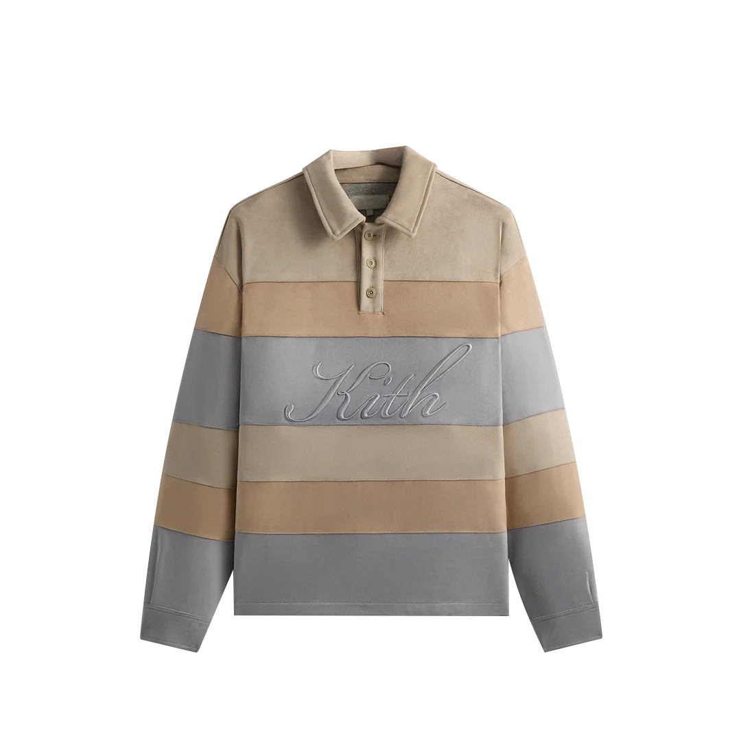 KITH FW24 Stripe Microsuede Tanner Pullover Fall 2024 Polo