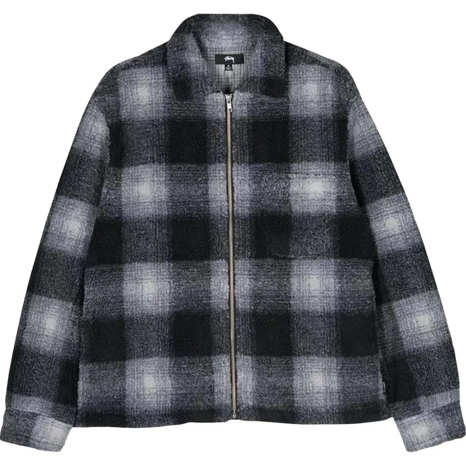 Stussy SS22 Shadow Plaid Sherpa Zip Shirt