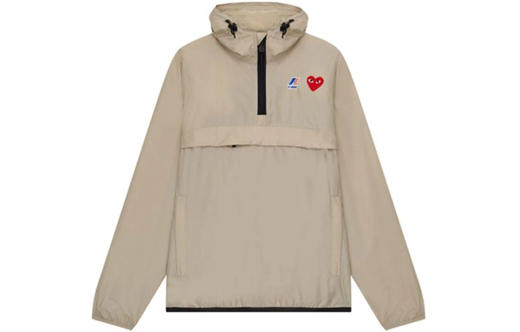 CDG Play x K-Way Half Zip Jacket Beige logo