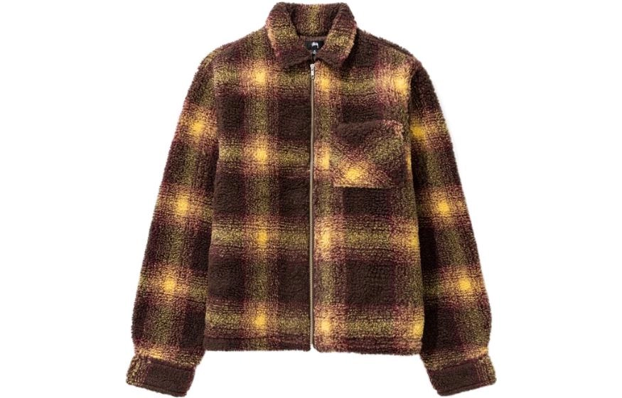 Stussy SS22 Shadow Plaid Sherpa Zip Shirt