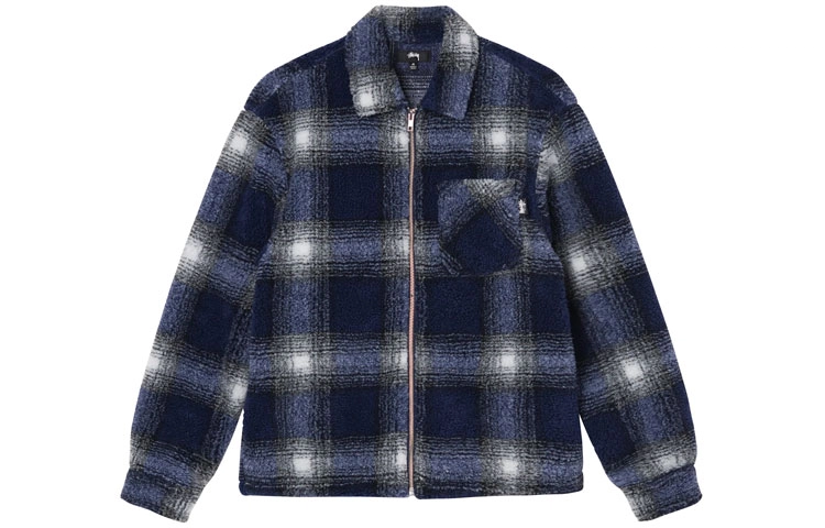 Stussy SS22 Shadow Plaid Sherpa Zip Shirt