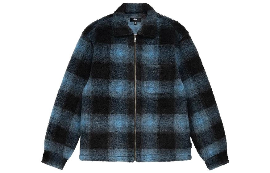 Stussy SS22 Shadow Plaid Sherpa Zip Shirt