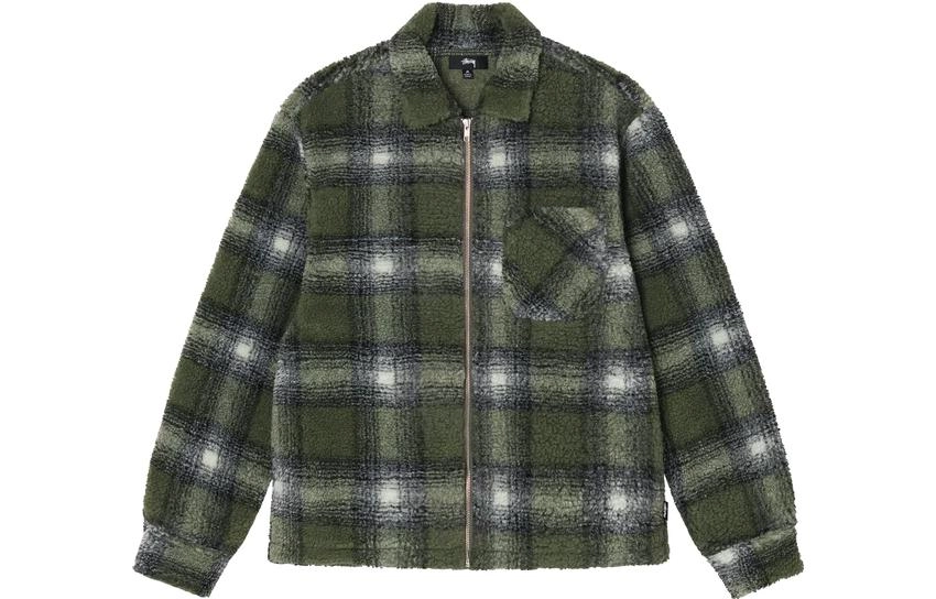 Stussy SS22 Shadow Plaid Sherpa Zip Shirt