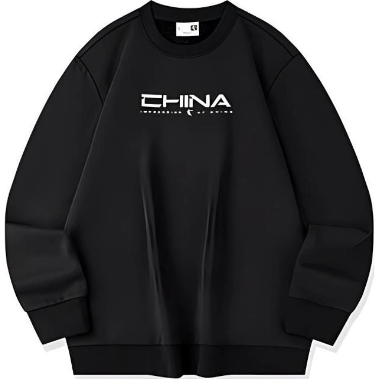 乔丹 极致畅练系列 字母宽松圆领套头长袖卫衣 男款 黑色