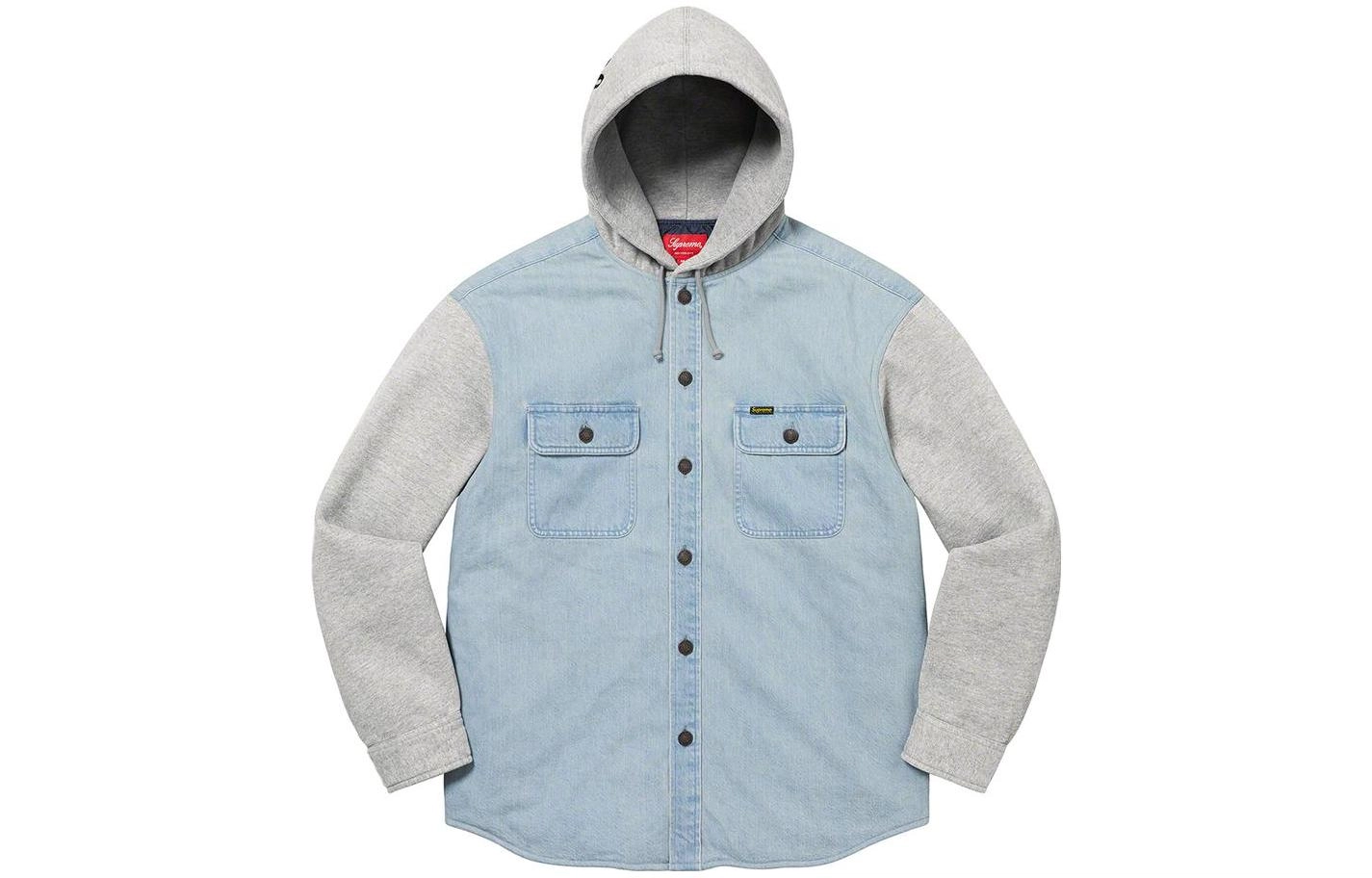 Supreme FW22 Week 12 Fleece Hooded Denim Shirt Logo