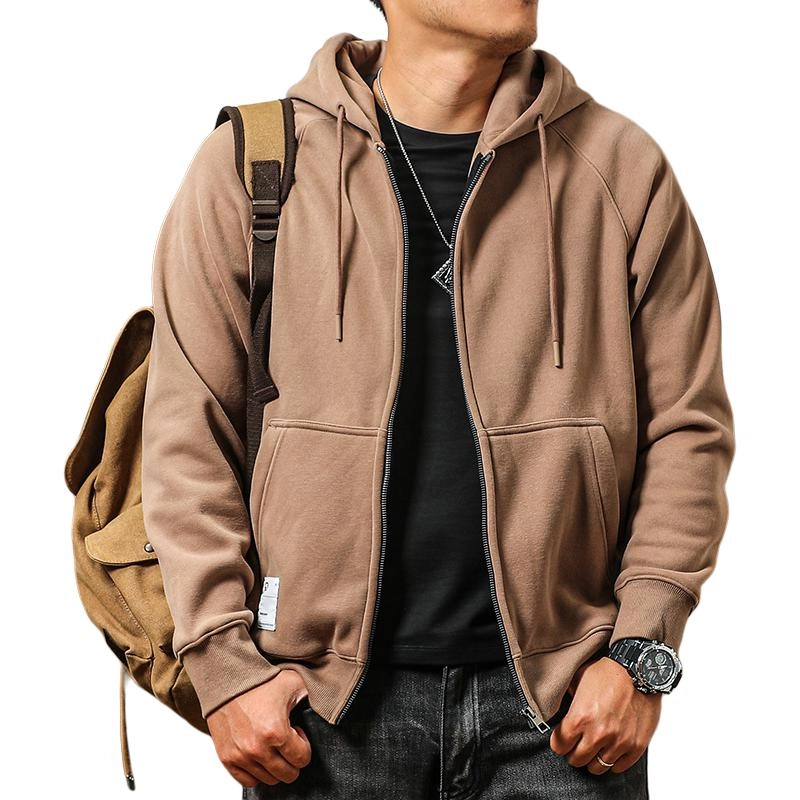 季言 重磅加绒加厚保暖拉链开衫奥粒绒卫衣 男款