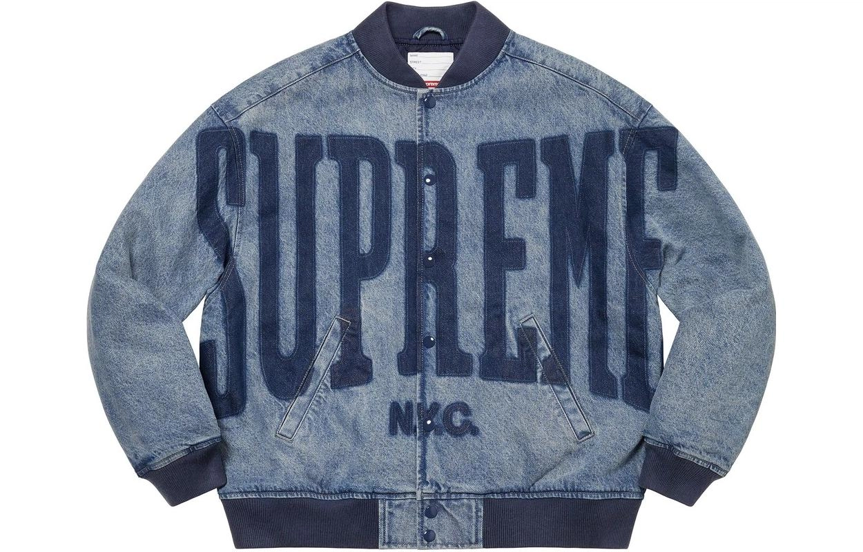 Supreme SS23 Week9 washed knockout denim varsity jacket Logo