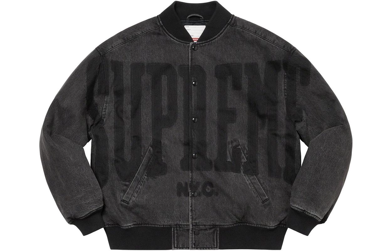 Supreme SS23 Week9 washed knockout denim varsity jacket Logo
