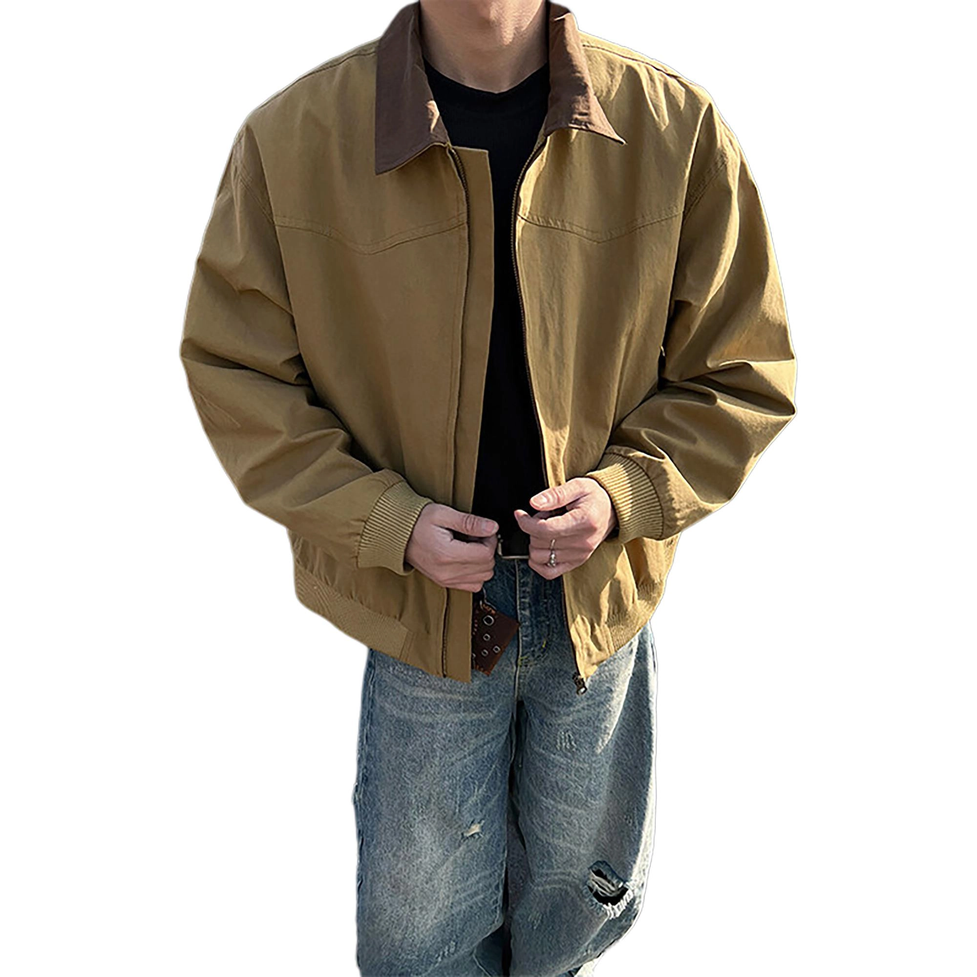 袋鼠 美式翻领百搭时尚宽松拉链休闲夹克外套 男女同款