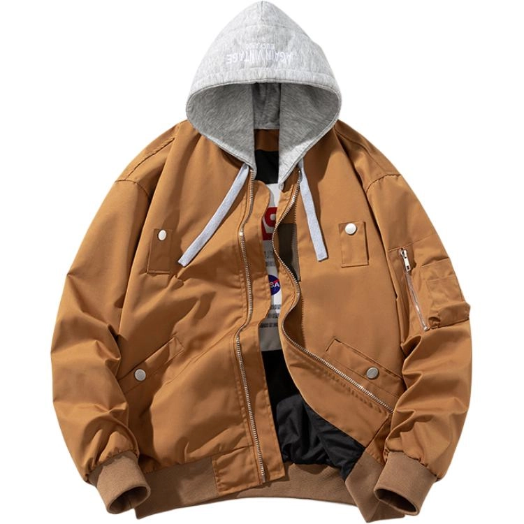 玉儿恋 复古简约工装飞行员夹克棉衣秋冬季加厚棒球外套棉服 男款