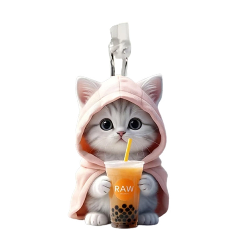 千桐 粉衣小猫 创意手机防尘塞 小书包可爱时尚潮流装饰 亚克力 挂件 男女同款情侣款