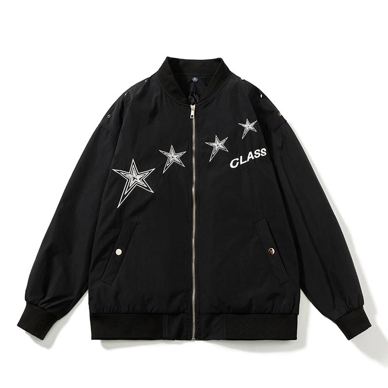 玉儿恋 秋冬工装外套星星刺绣棒球服美式休闲飞行员夹克加厚棉衣棉服 男女同款