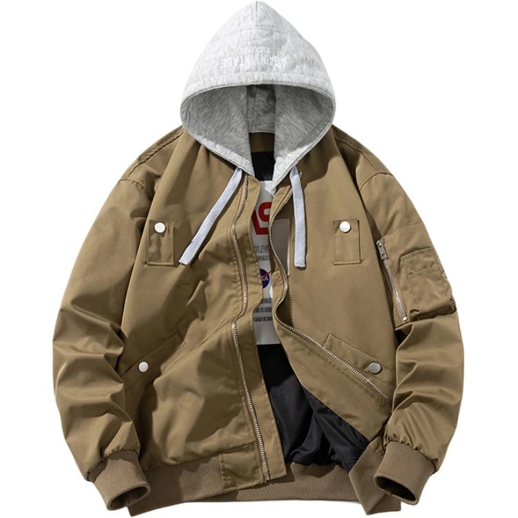 玉儿恋 复古简约工装飞行员夹克棉衣秋冬季加厚棒球外套棉服 男款