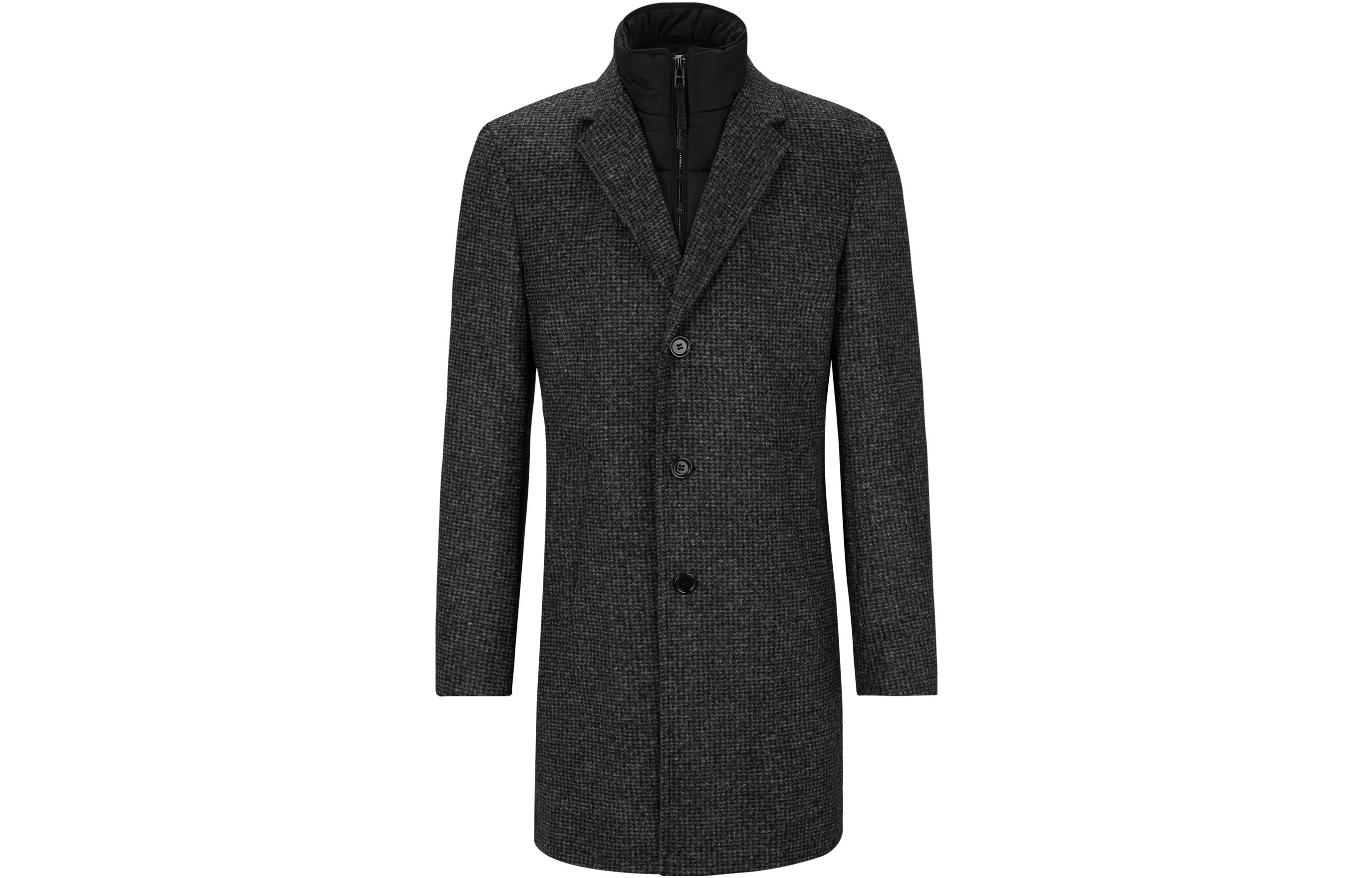 HUGO BOSS Slim-Fit Patterned Coat With Zip-Up Inner