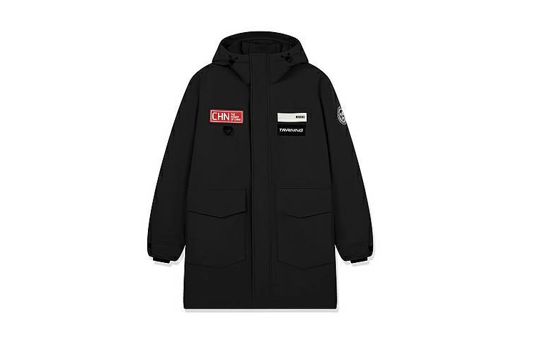 乔丹 男子训练系列 连帽字母印花防水保暖运动外套羽绒服 男款 黑色