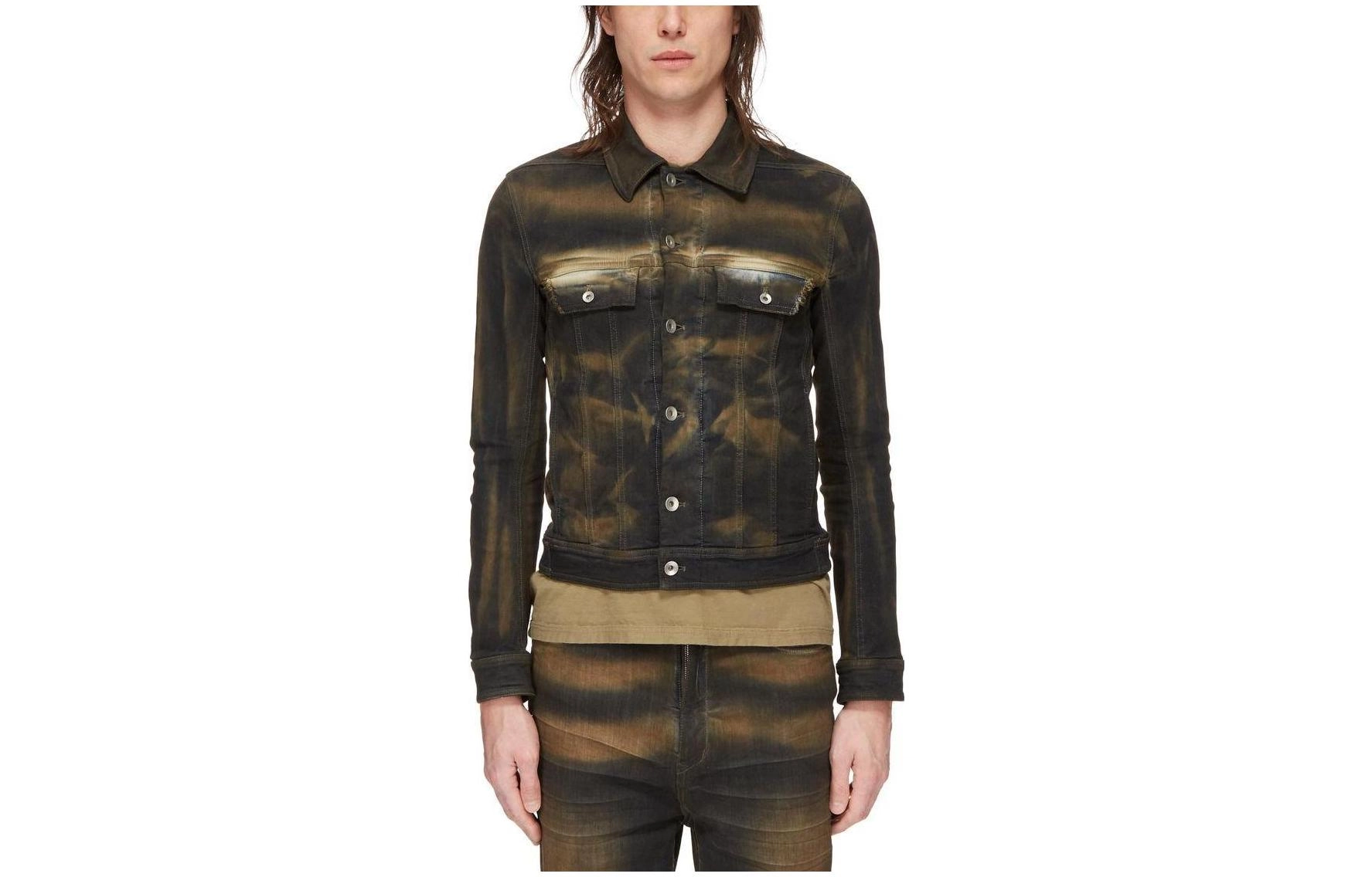 Rick Owens DRKSHDW FW23 Luxor Trucker Jkt In Mud Washed Stretch Denim