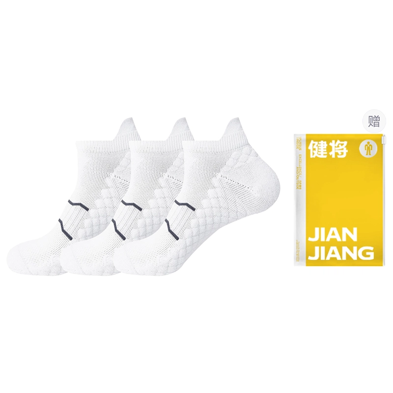 健将 专业马拉松跑步袜子防滑舒适透气吸汗毛巾底羽毛球篮球田径运动袜短袜 男款 礼袋组合装
