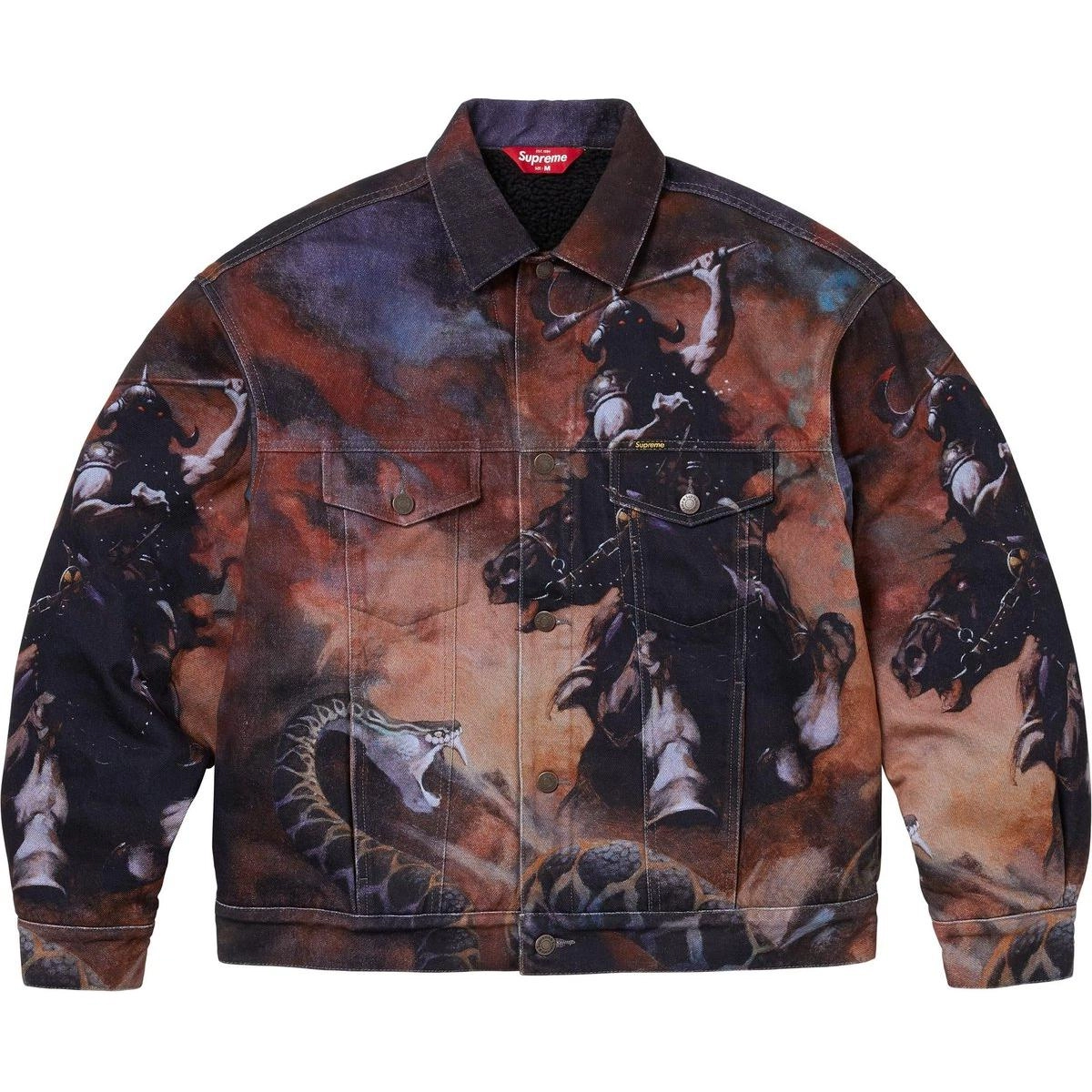 Supreme x Frank Frazetta FW24 WEEK15 Faux Shearling Lined Trucker Jacket