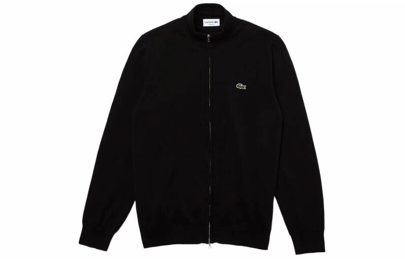 LACOSTE Stand-up Collar Organic Cotton Zippered Sweater