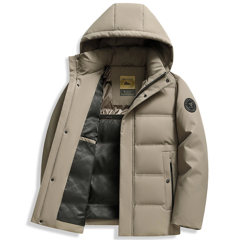 雅鹿 字母标志可脱卸帽长袖羽绒服 男款