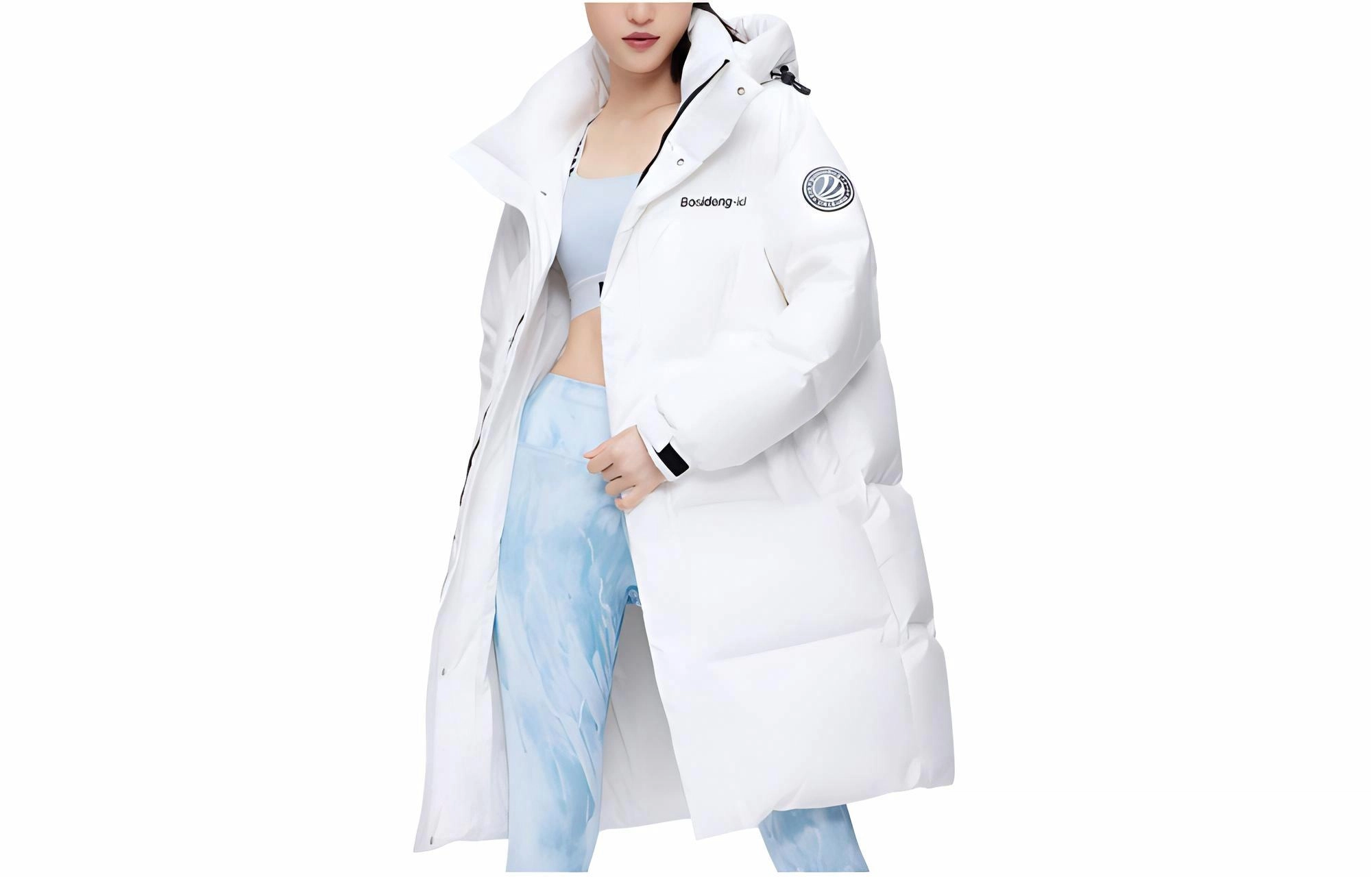波司登 抽象图案可脱卸帽拉链加厚直筒休闲长袖羽绒服 男女同款