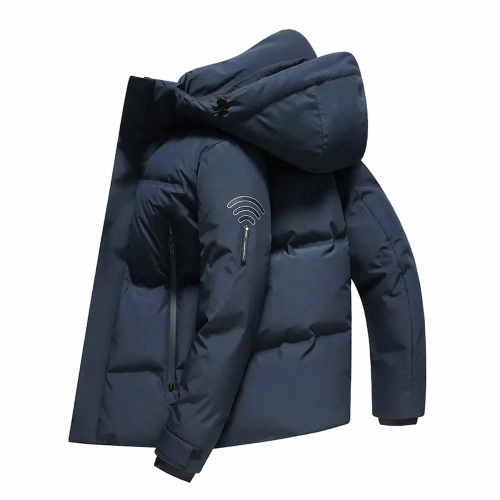 斯巴奴 袖口字母加厚加绒保暖短款可脱卸帽羽绒服 男款