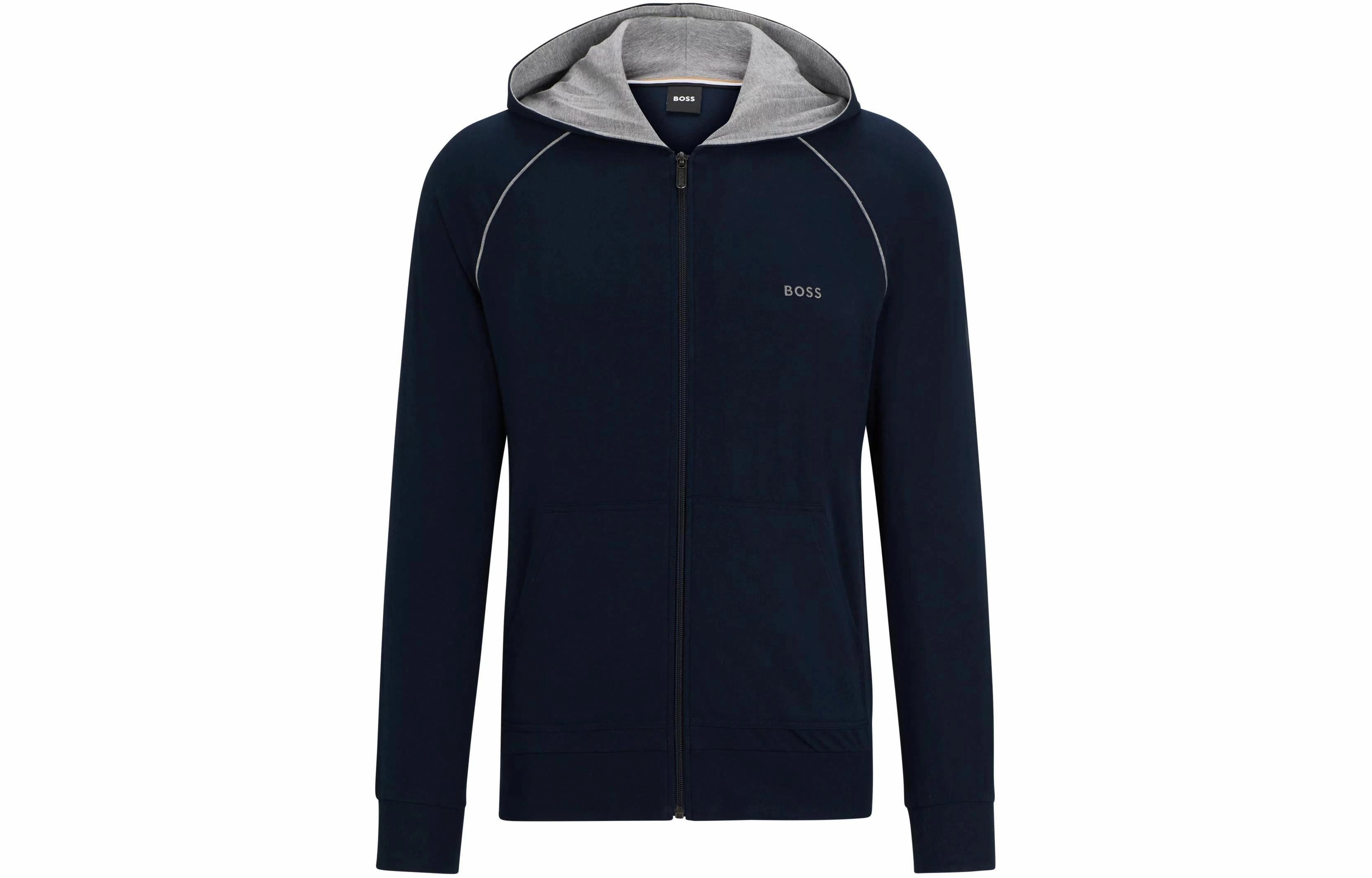 HUGO BOSS Stretch-Cotton Zip-Up Hoodie With Logo Detail