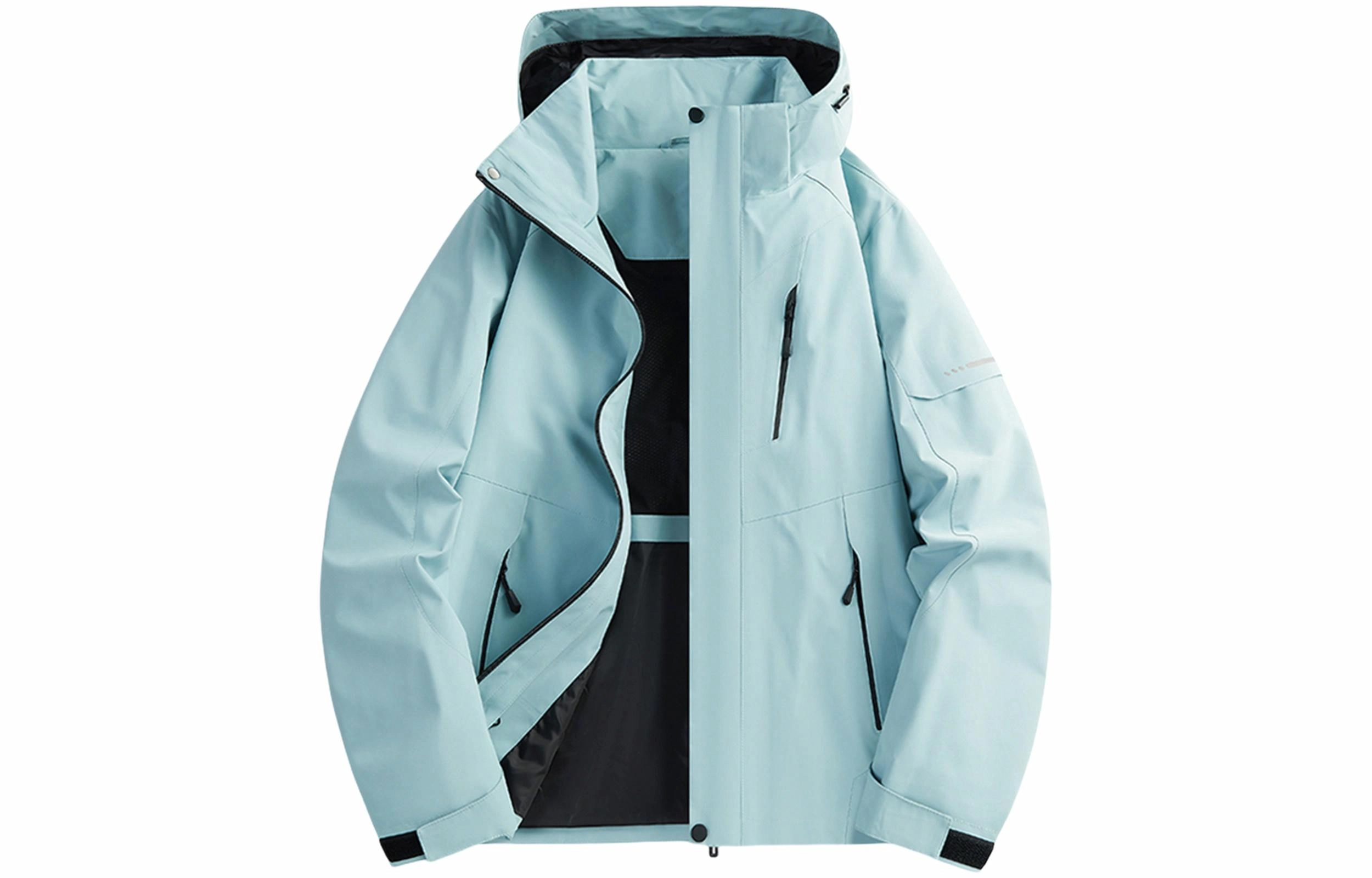 木林森 户外防风防雨防泼水可拆卸帽拼接拼色登山服夹克外套 男女同款