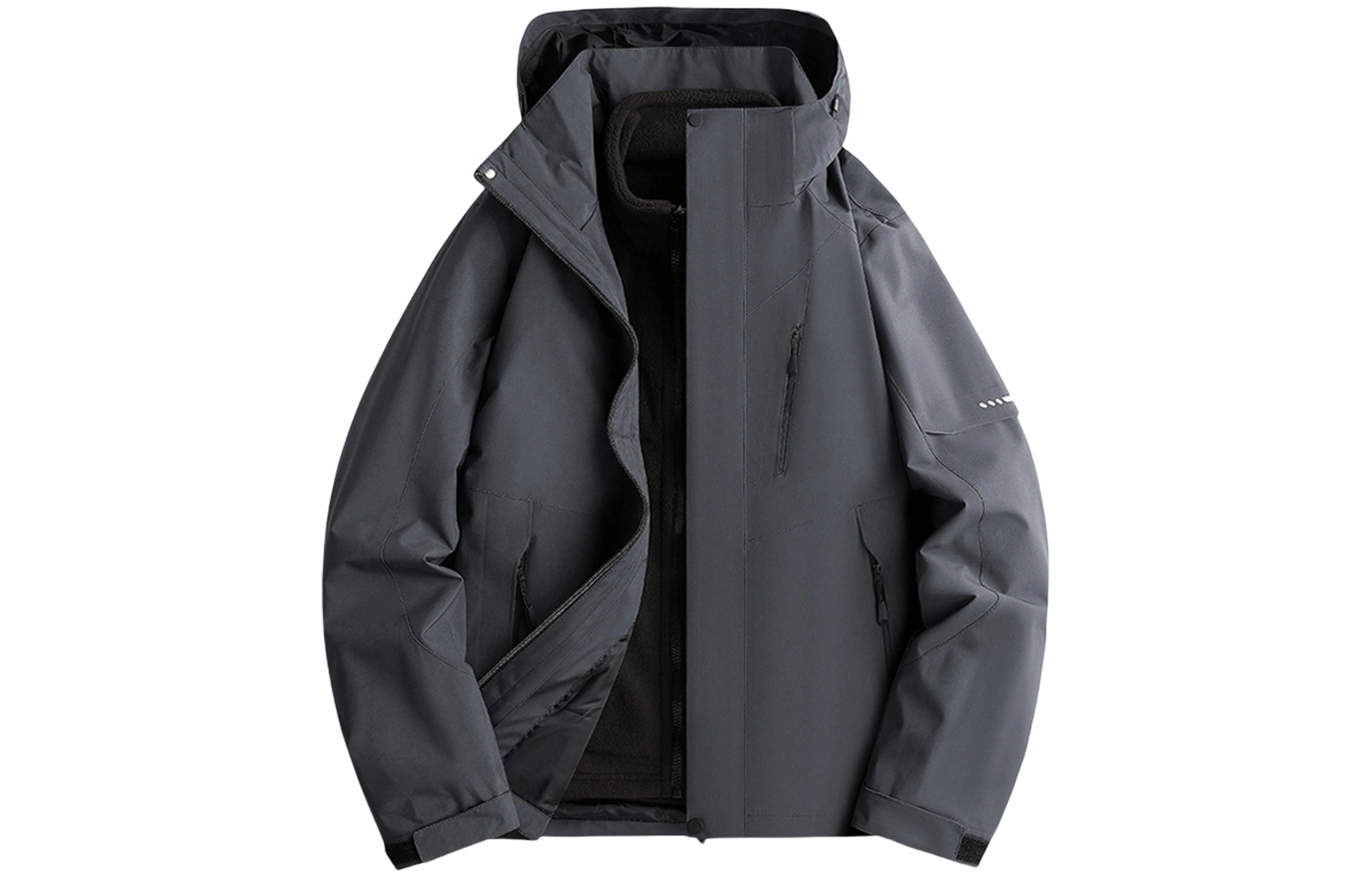 木林森 户外防风防雨防泼水可拆卸帽拼接拼色登山服夹克外套 男女同款