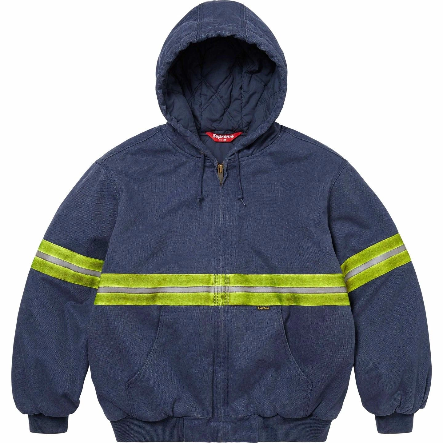 Supreme FW24 WEEK1 Reflective Stripe Hooded Work Jacket