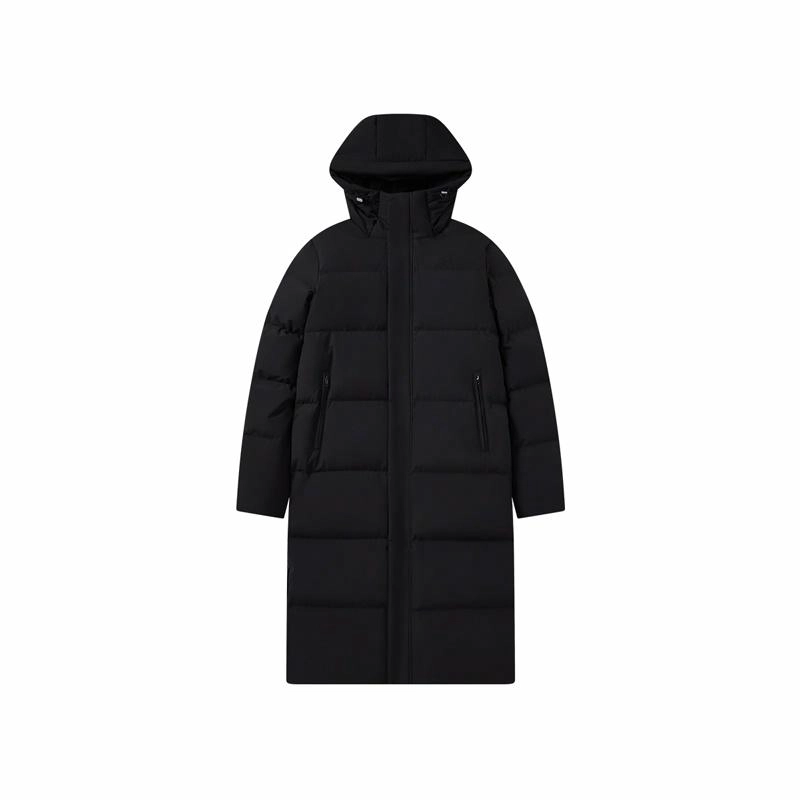 匹克 简约纯色潮流保暖休闲防风羽绒服 男款 黑色