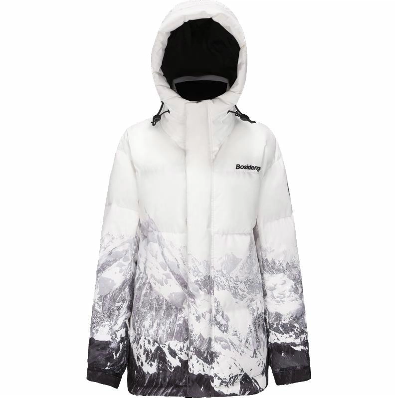 波司登 御寒保暖休闲舒适连帽羽绒服 男女同款 黑白定位雪山