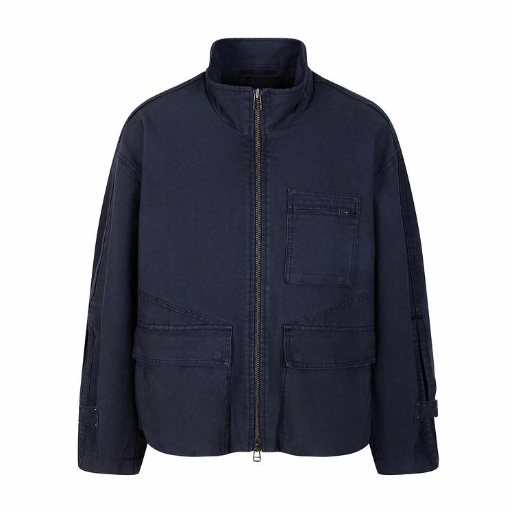 速写 复古立领宽松短款拉链工装保暖牛仔棉服 男款