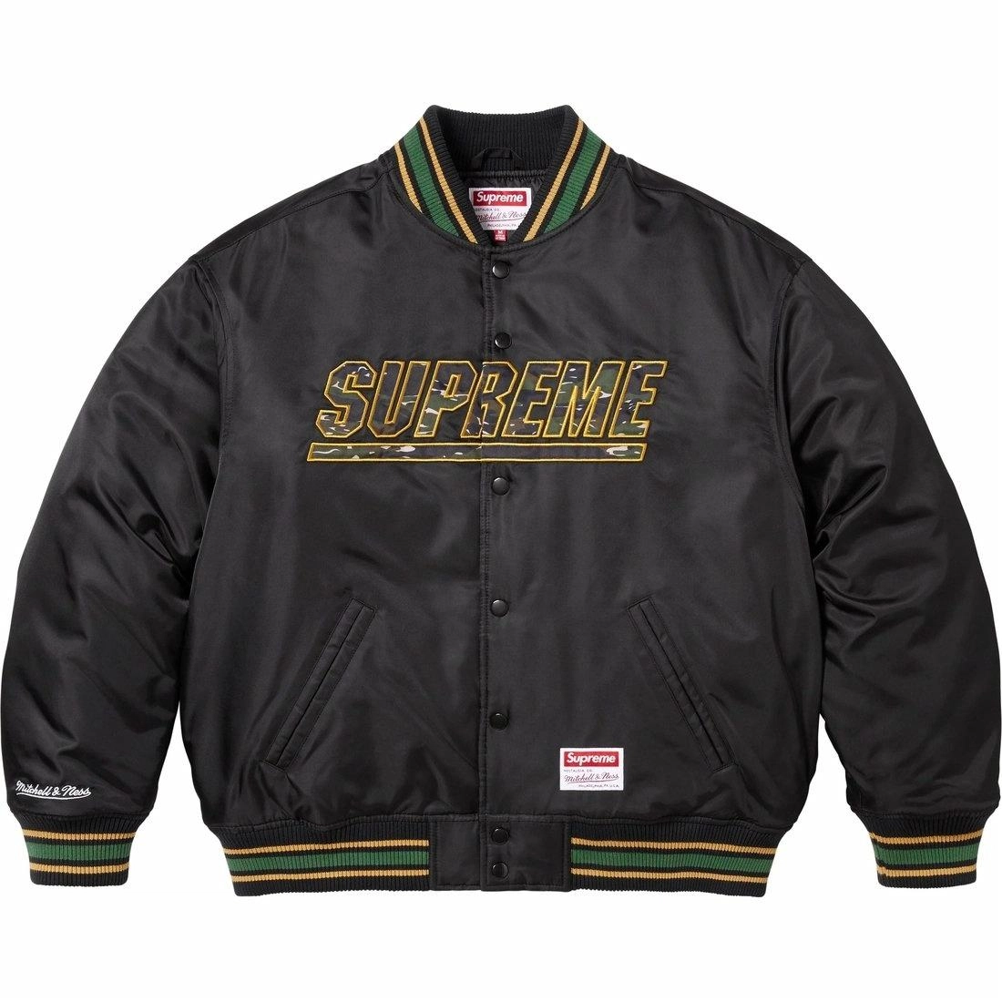 Supreme x Mitchell Ness SS25 WEEK1 Camo Logo Varsity Jacket